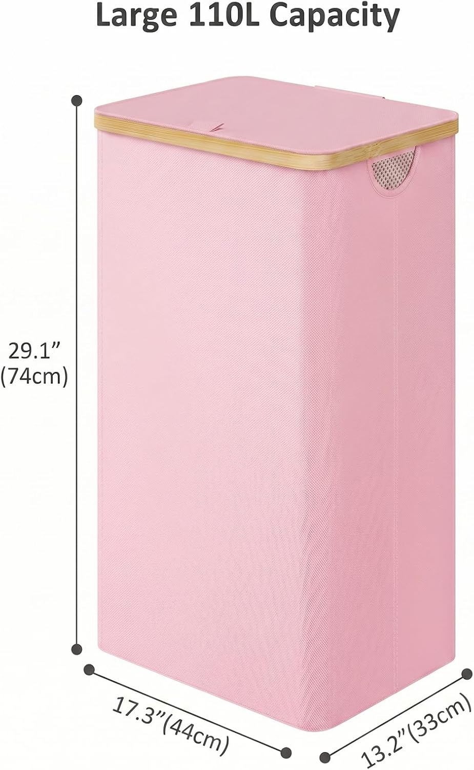 Laundry Hamper with Lid,110L Laundry Basket with Mesh Bags,Beige