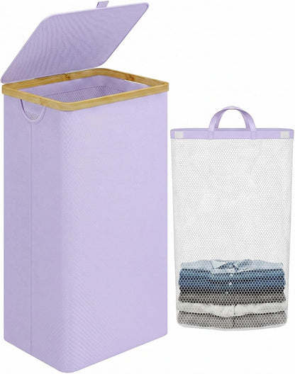 Laundry Hamper with Lid,110L Laundry Basket with Mesh Bags,Beige