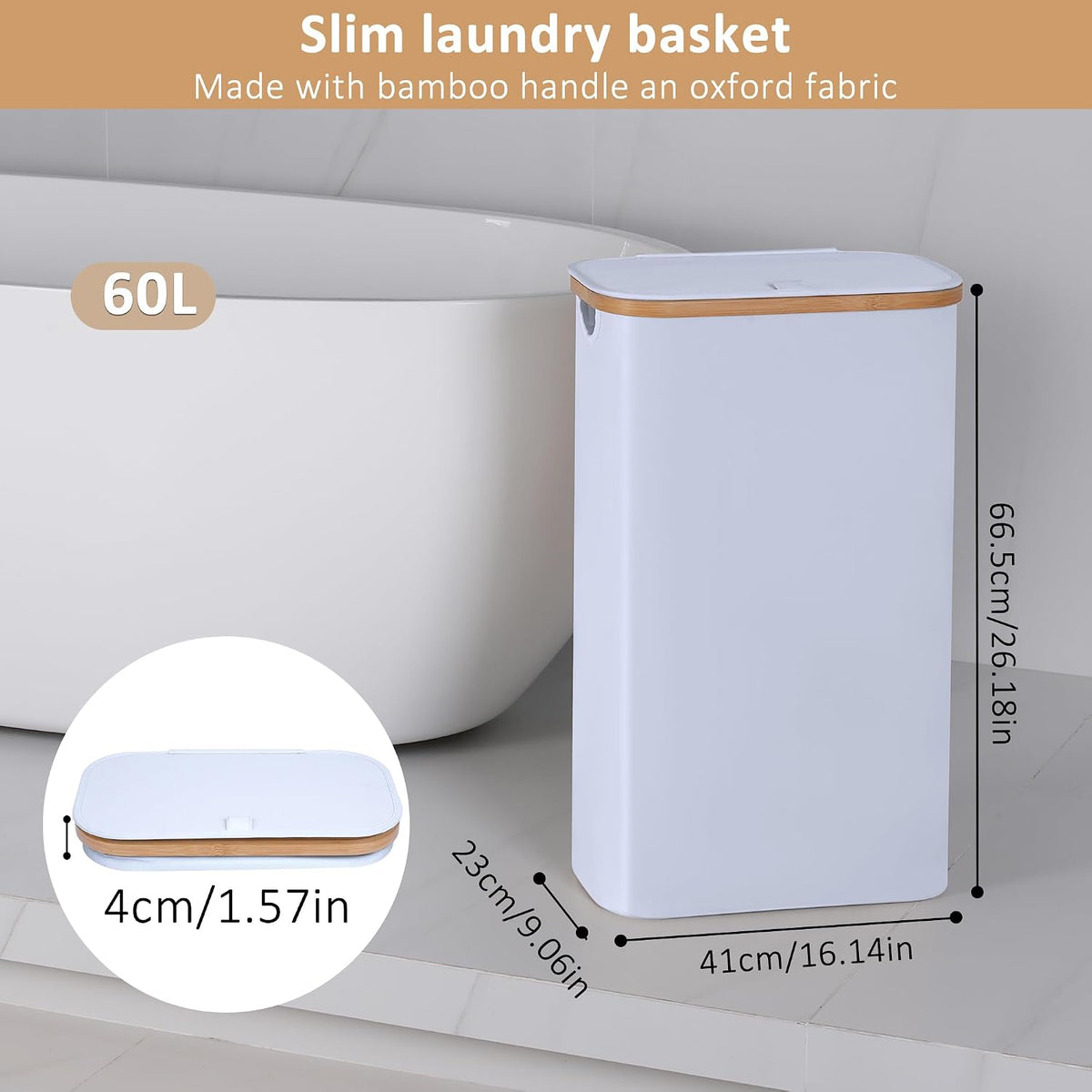 Laundry Hamper with Lid,110L Laundry Basket with Mesh Bags,Beige