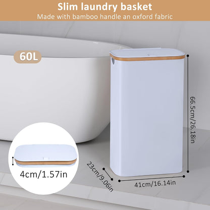 Laundry Hamper with Lid,110L Laundry Basket with Mesh Bags,Beige