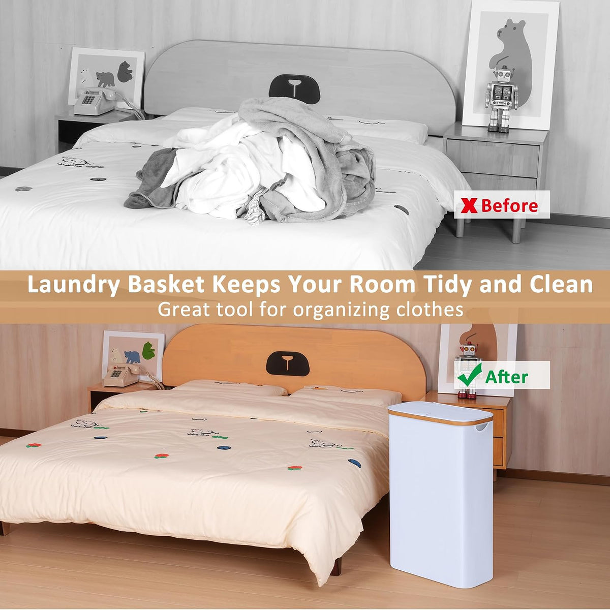 Laundry Hamper with Lid,110L Laundry Basket with Mesh Bags,Beige