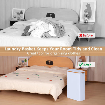 Laundry Hamper with Lid,110L Laundry Basket with Mesh Bags,Beige