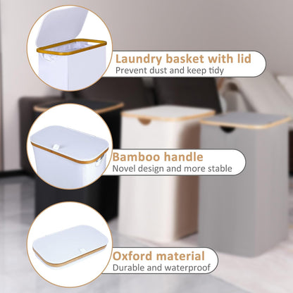 Laundry Hamper with Lid,110L Laundry Basket with Mesh Bags,Beige