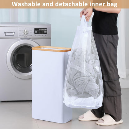 Laundry Hamper with Lid,110L Laundry Basket with Mesh Bags,Beige
