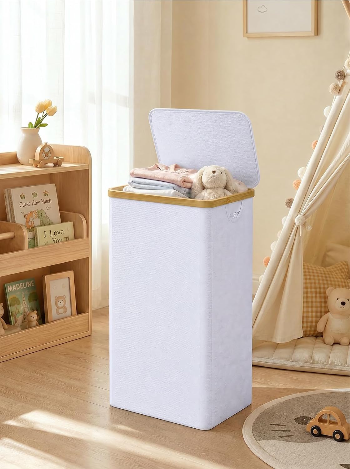 Laundry Hamper with Lid,110L Laundry Basket with Mesh Bags,Beige