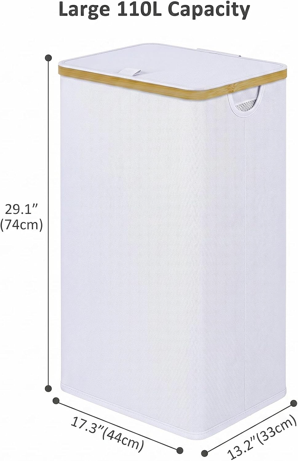 Laundry Hamper with Lid,110L Laundry Basket with Mesh Bags,Beige