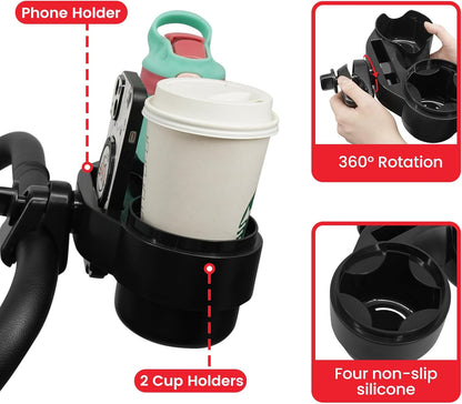 3 in 1 Universal Stroller Snack Tray with Cup & Phone Holder