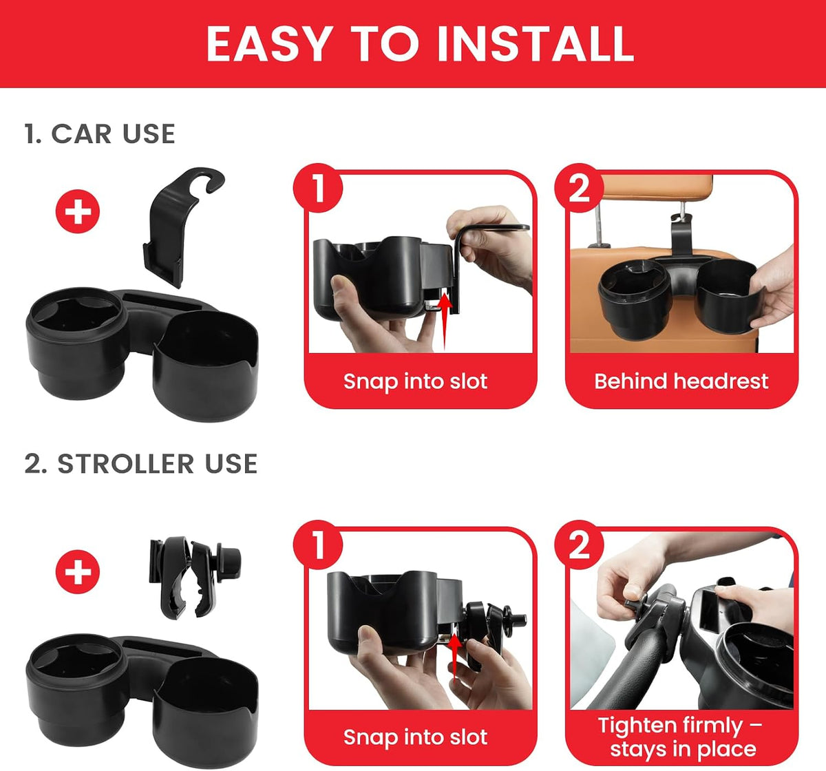 3 in 1 Universal Stroller Snack Tray with Cup & Phone Holder