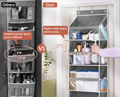 Over the Door Storage Organizer with 4 Large Pockets 8 Side Pockets Baby Hanging Closet Door Organizer Heavy Duty Pantry Organizer for Bathroom, Bedroom, Nursery, RV, Camper