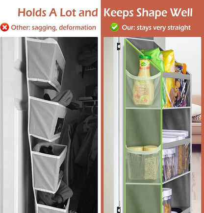 Over the Door Storage Organizer with 4 Large Pockets 8 Side Pockets Baby Hanging Closet Door Organizer Heavy Duty Pantry Organizer for Bathroom, Bedroom, Nursery, RV, Camper