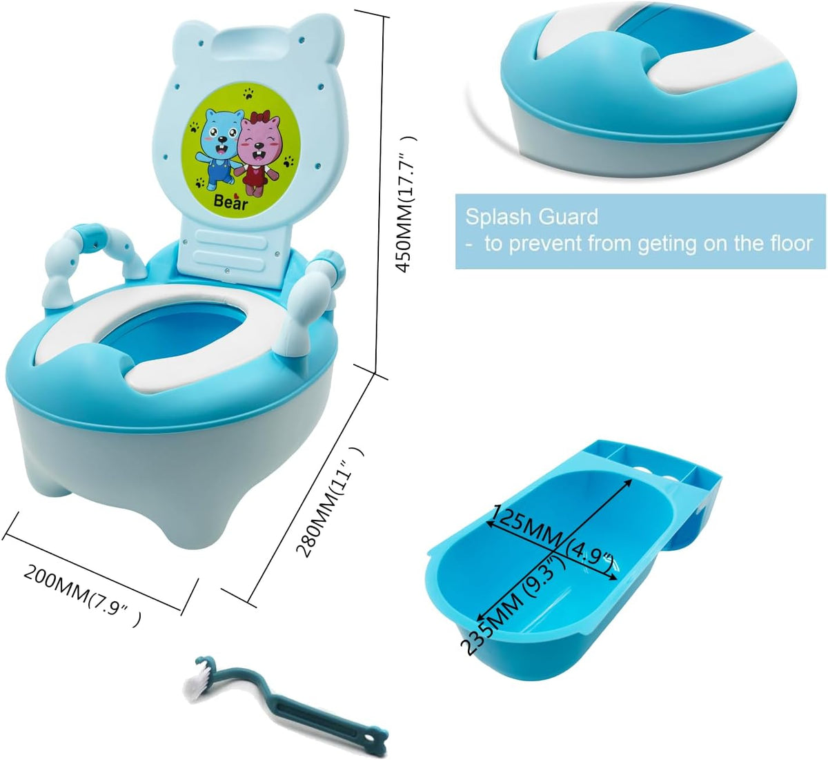 Baby Kids Blue Bear Portable Potty Training Toilet Seat With Pad Toddler Lovely Toilet Comfortable Soft Seat Stool Chair [P/N: ET-BABY003-BLUE]