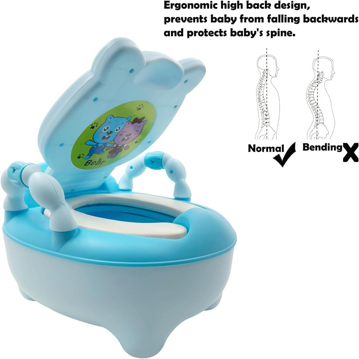 Baby Kids Blue Bear Portable Potty Training Toilet Seat With Pad Toddler Lovely Toilet Comfortable Soft Seat Stool Chair [P/N: ET-BABY003-BLUE]