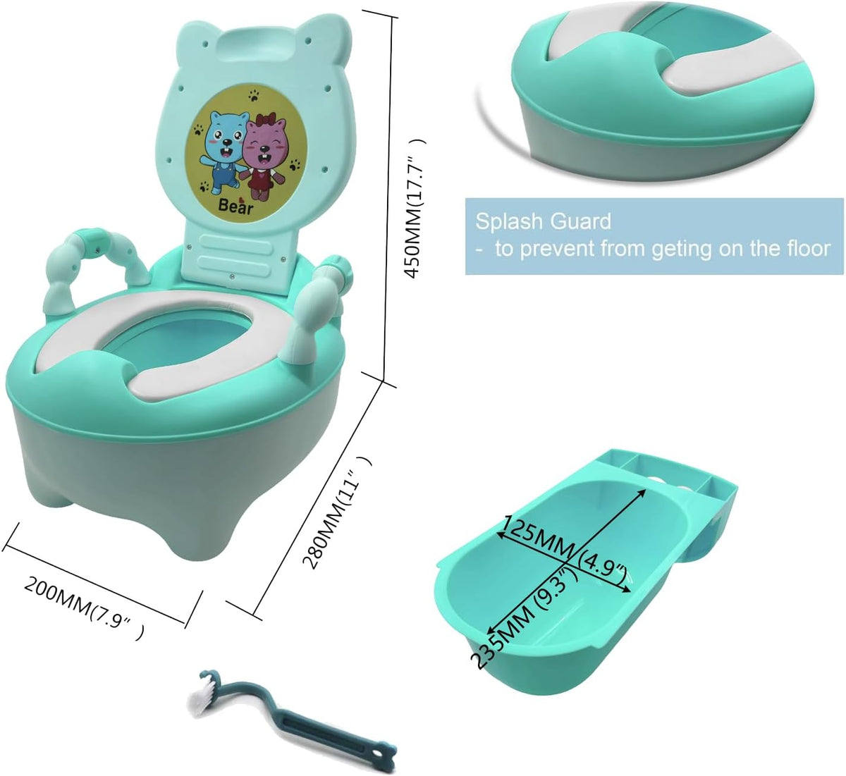 Baby Kids Blue Bear Portable Potty Training Toilet Seat With Pad Toddler Lovely Toilet Comfortable Soft Seat Stool Chair [P/N: ET-BABY003-BLUE]