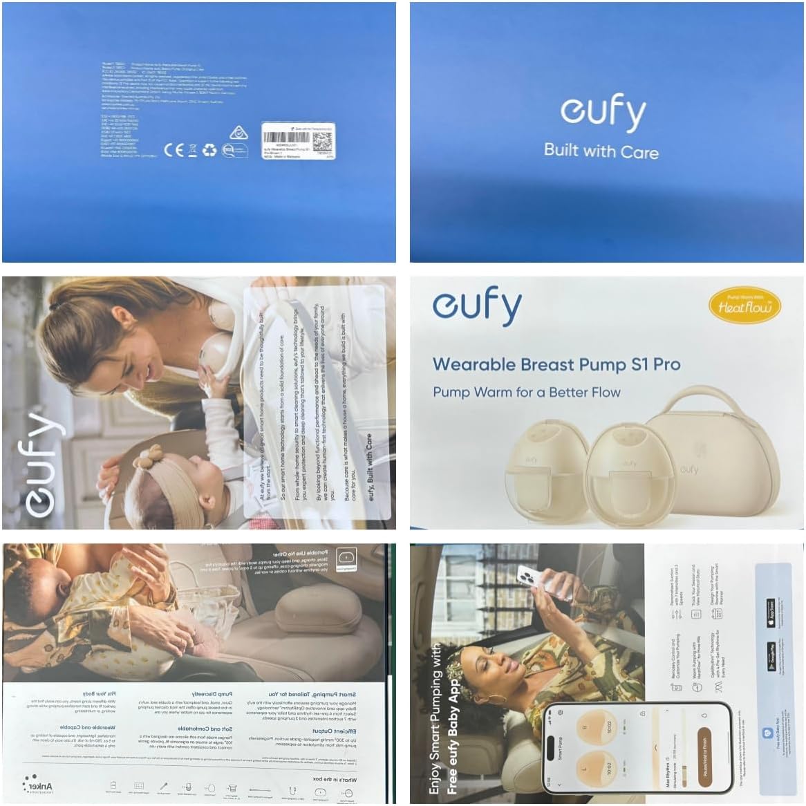 eufy Heated Massage Wearable Breast Pump S2 Pro, Charging Case