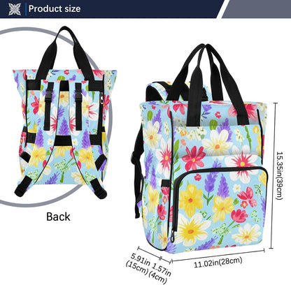 Diaper Bag Backpack, Multifunction Travel Bag for Moms Dads, Baby Changing Bag with Insulted Pockets, Stroller Straps and Side Bottle Pockets Colorful Floral Pattern