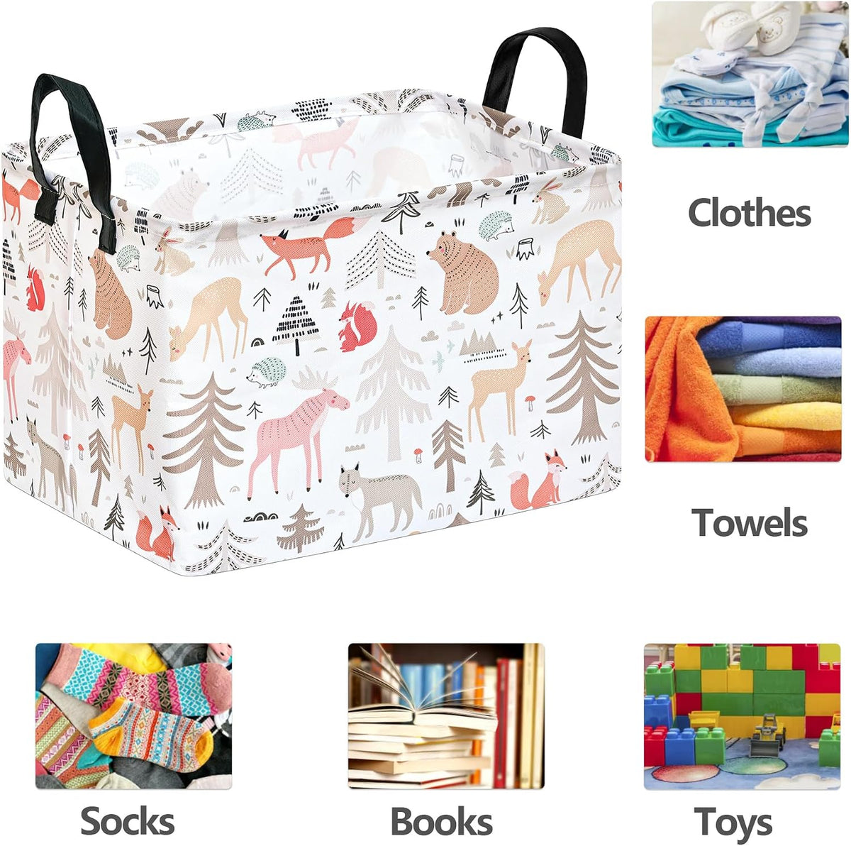 Rectangle Gift Shelf Nursery Storage Basket Laundry Hamper Storage Box and Bins for Home Clothes with Handles