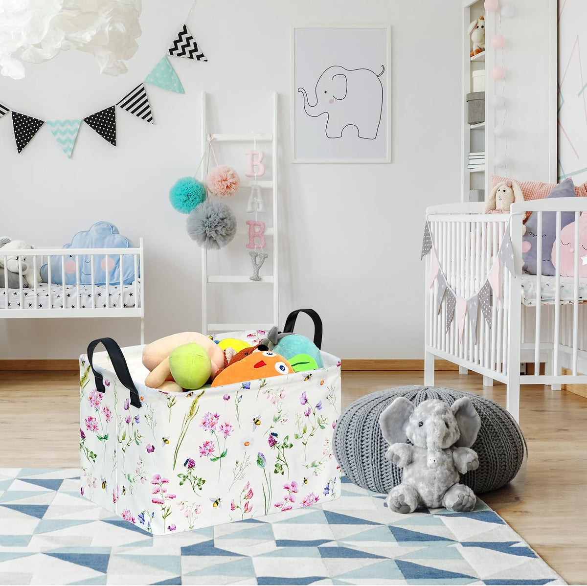 Rectangle Gift Shelf Nursery Storage Basket Laundry Hamper Storage Box and Bins for Home Clothes with Handles