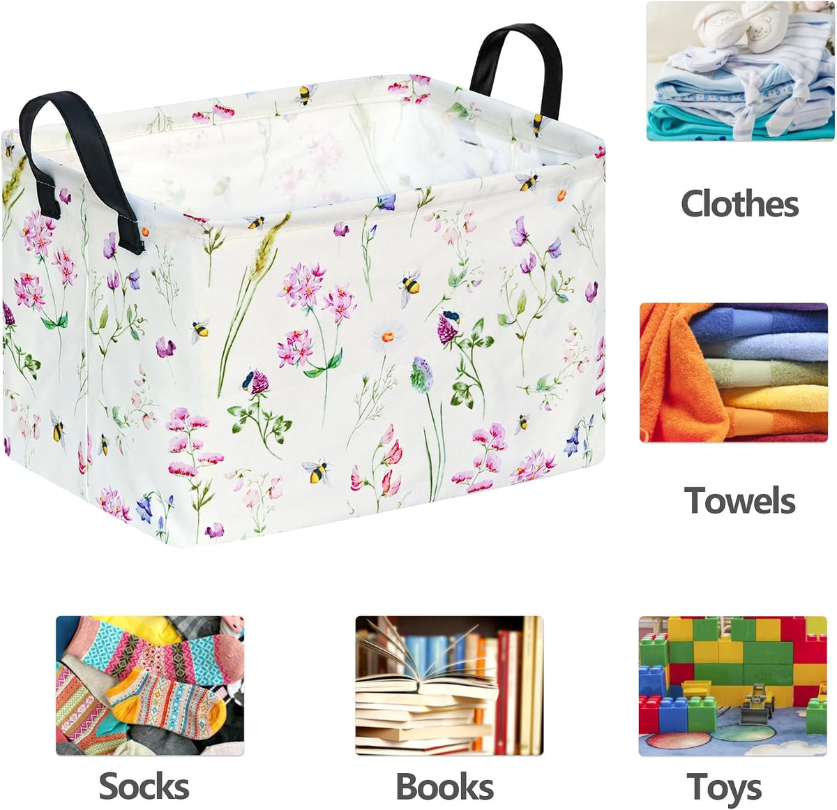 Rectangle Gift Shelf Nursery Storage Basket Laundry Hamper Storage Box and Bins for Home Clothes with Handles