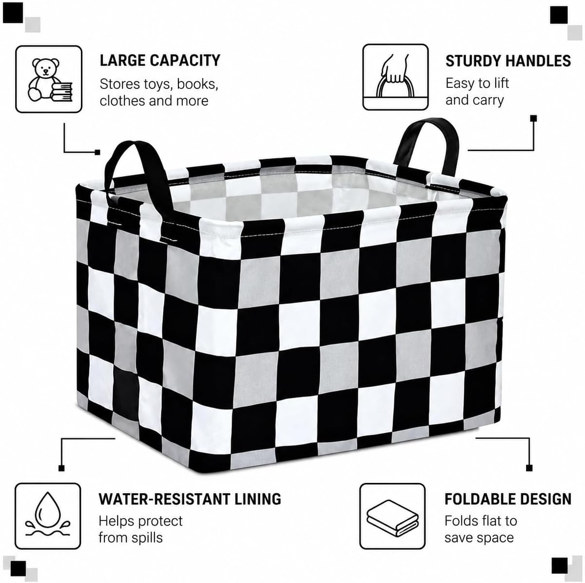Rectangle Gift Shelf Nursery Storage Basket Laundry Hamper Storage Box and Bins for Home Clothes with Handles