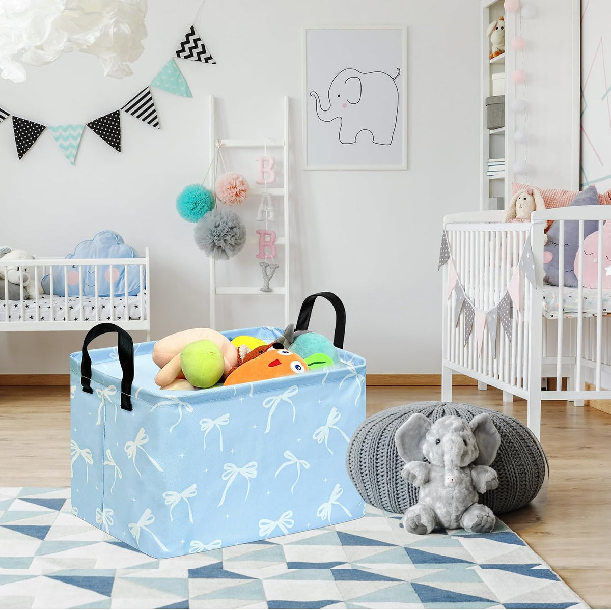 Rectangle Gift Shelf Nursery Storage Basket Laundry Hamper Storage Box and Bins for Home Clothes with Handles
