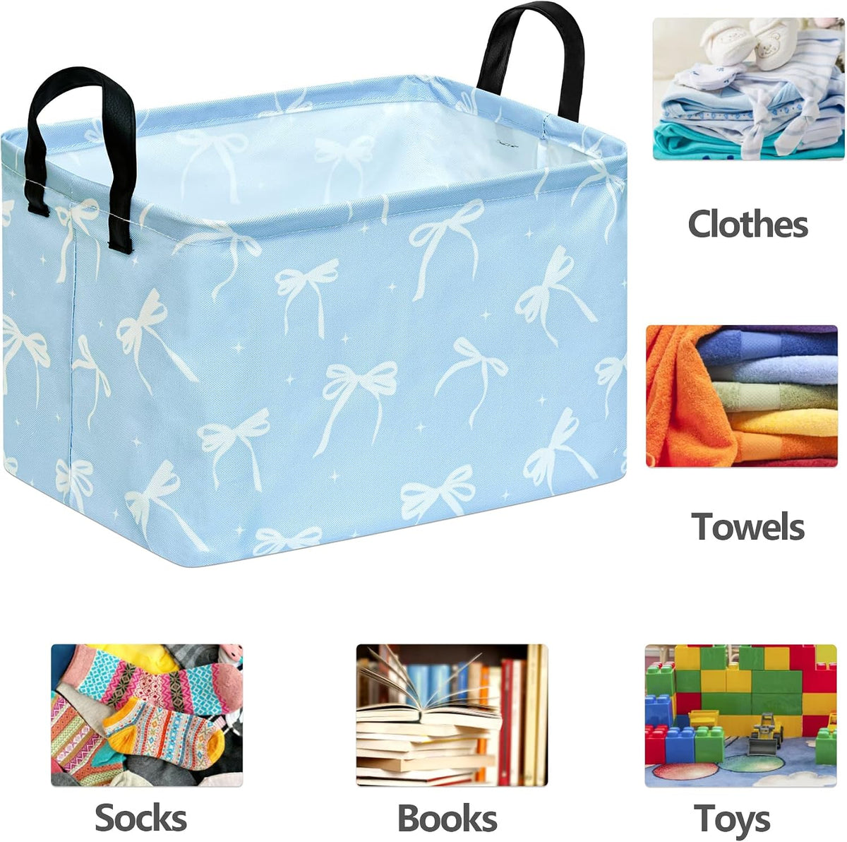 Rectangle Gift Shelf Nursery Storage Basket Laundry Hamper Storage Box and Bins for Home Clothes with Handles