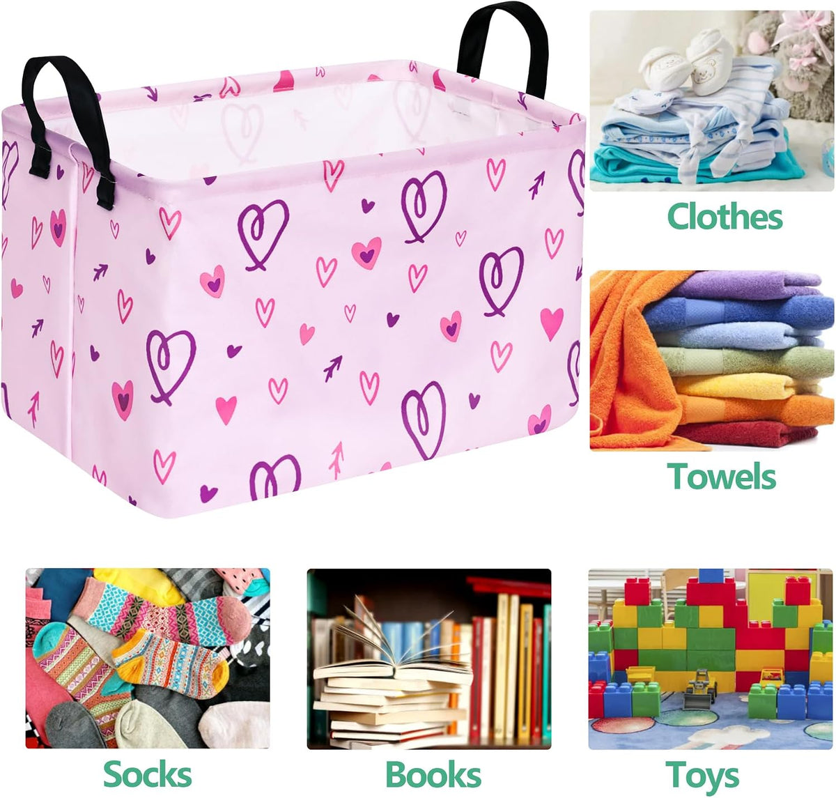 Rectangle Gift Shelf Nursery Storage Basket Laundry Hamper Storage Box and Bins for Home Clothes with Handles