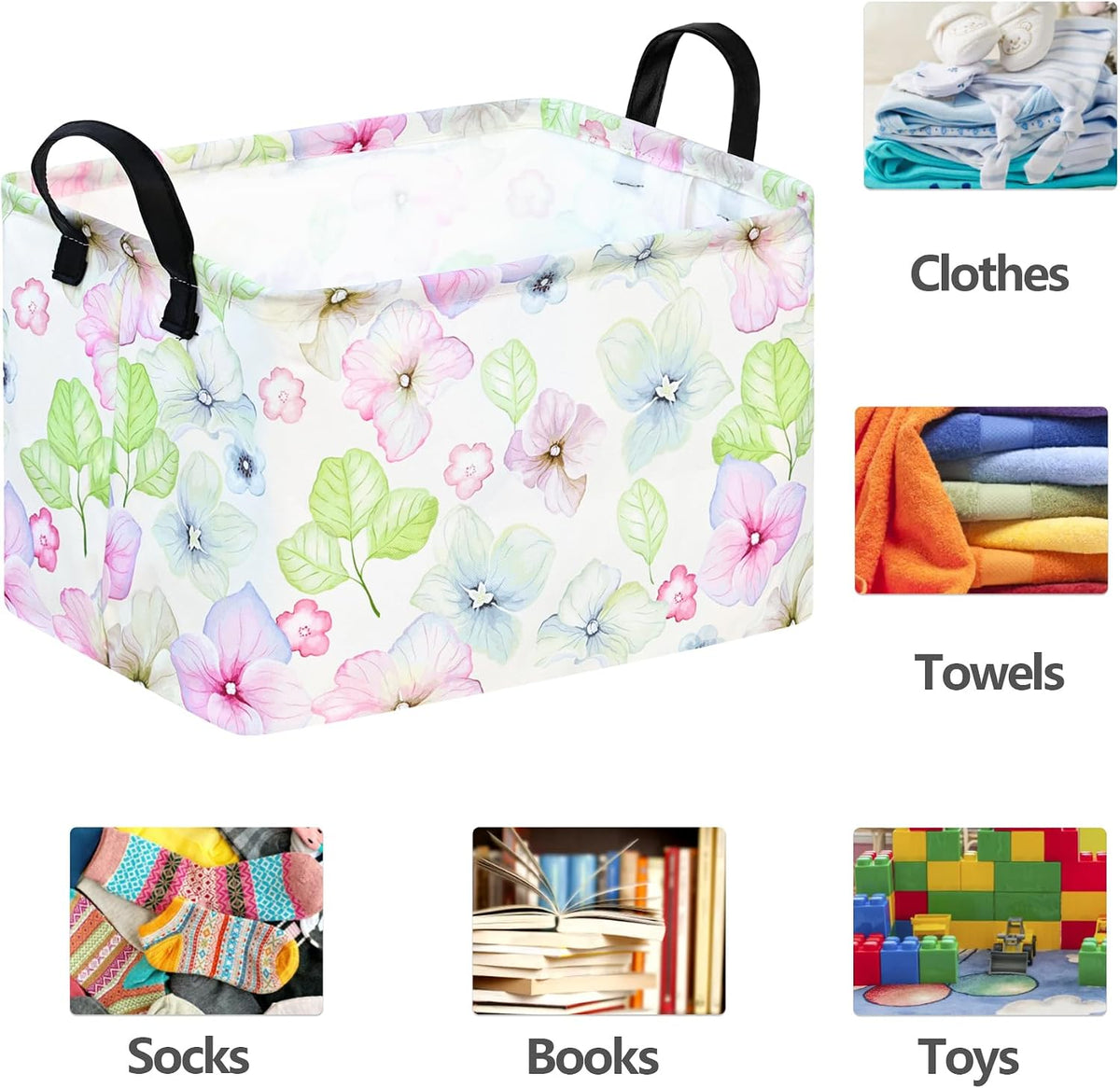 Rectangle Gift Shelf Nursery Storage Basket Laundry Hamper Storage Box and Bins for Home Clothes with Handles