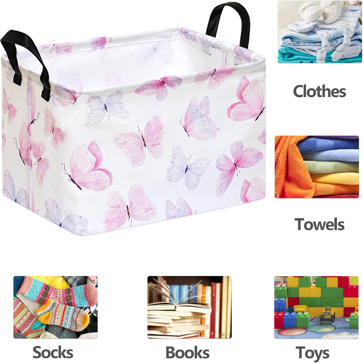 Rectangle Gift Shelf Nursery Storage Basket Laundry Hamper Storage Box and Bins for Home Clothes with Handles