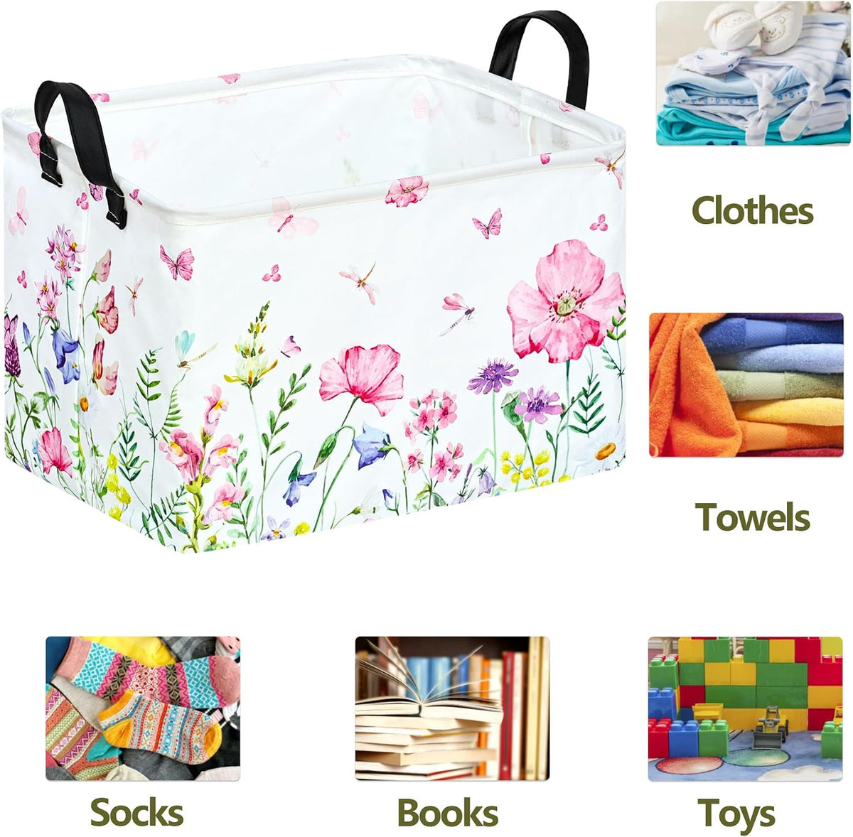 Rectangle Gift Shelf Nursery Storage Basket Laundry Hamper Storage Box and Bins for Home Clothes with Handles