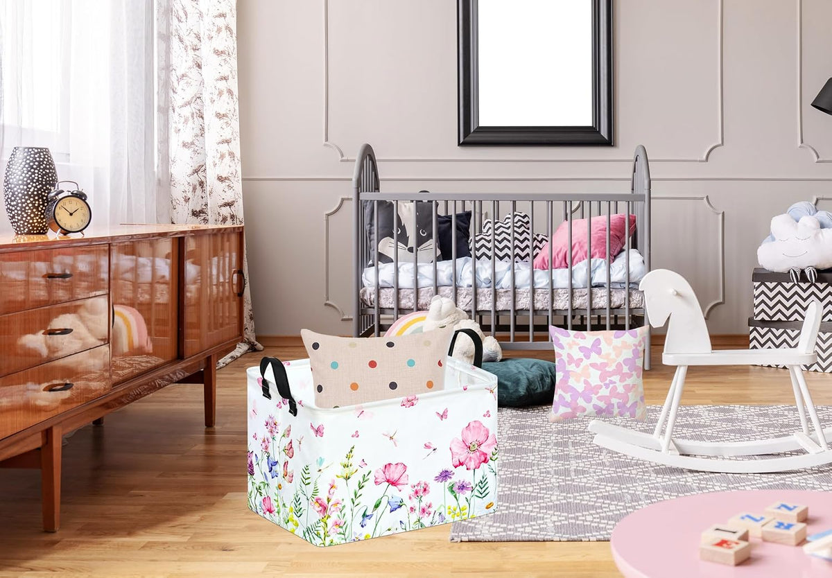 Rectangle Gift Shelf Nursery Storage Basket Laundry Hamper Storage Box and Bins for Home Clothes with Handles