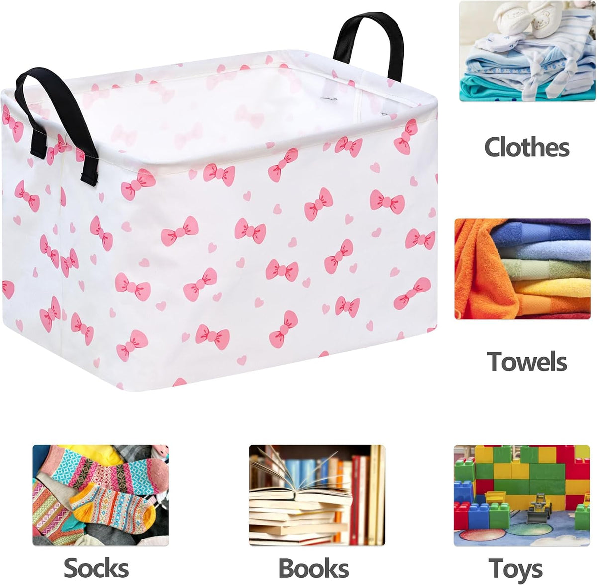 Rectangle Gift Shelf Nursery Storage Basket Laundry Hamper Storage Box and Bins for Home Clothes with Handles