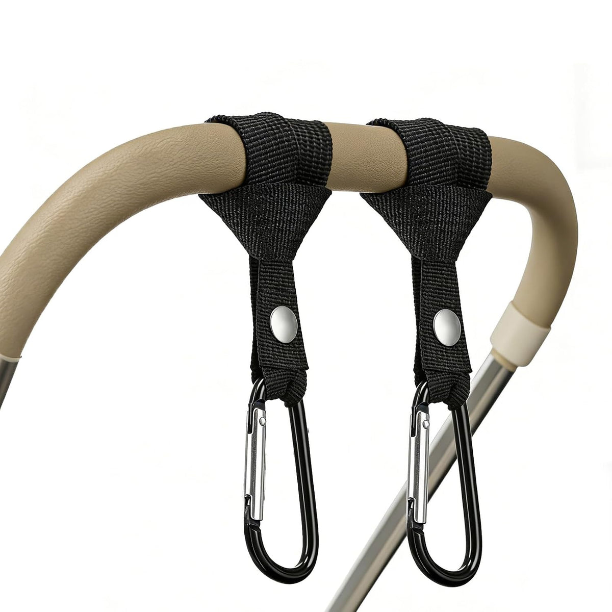 4-Pack Baby Stroller Hooks for Bags - Heavy Duty 2.48" Universal Carabiner Clips with Reinforced Rope, Multi-Scene Use for Bikes, Backpacks & Camping Gear
