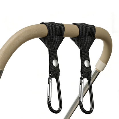 4-Pack Baby Stroller Hooks for Bags - Heavy Duty 2.48" Universal Carabiner Clips with Reinforced Rope, Multi-Scene Use for Bikes, Backpacks & Camping Gear
