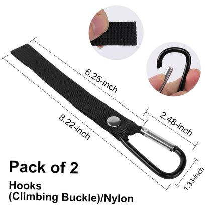 4-Pack Baby Stroller Hooks for Bags - Heavy Duty 2.48" Universal Carabiner Clips with Reinforced Rope, Multi-Scene Use for Bikes, Backpacks & Camping Gear