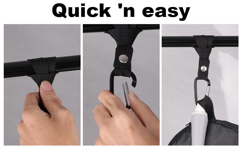 4-Pack Baby Stroller Hooks for Bags - Heavy Duty 2.48" Universal Carabiner Clips with Reinforced Rope, Multi-Scene Use for Bikes, Backpacks & Camping Gear