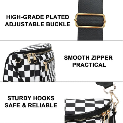 Small Diaper Bag Checkerboard Fanny Pack with Wipes Pocket for Quick Outing