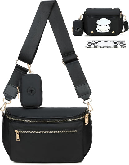 Small Diaper Bag Checkerboard Fanny Pack with Wipes Pocket for Quick Outing