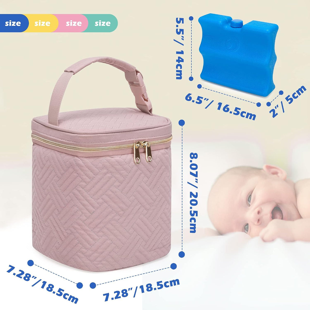 Breastmilk Cooler Bag with Ice Pack, Insulated Baby Bottle Bag