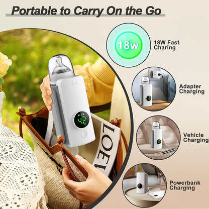 Rechargeable Portable Bottle Warmer for Travel, 6 Temperature Control