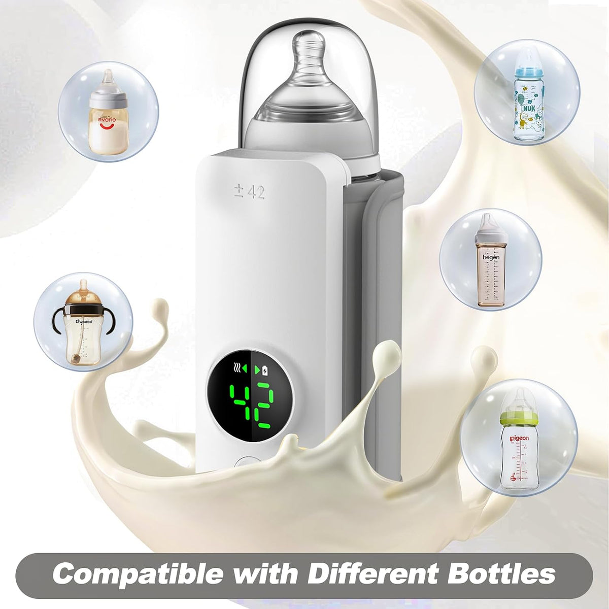 Rechargeable Portable Bottle Warmer for Travel, 6 Temperature Control
