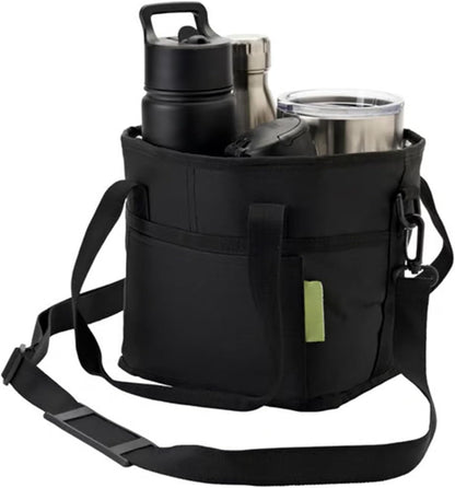 Family Size 4 Compartment Drink Carrier Bag, Cup Carrier Caddy for Hot & Cold Drinks, Portable Cup Holder for Car Travel, Beach, Picnic, Camping & Commute (Pink)