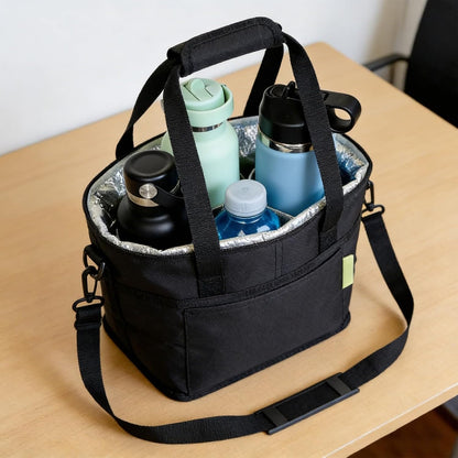 Family Size 4 Compartment Drink Carrier Bag, Cup Carrier Caddy for Hot & Cold Drinks, Portable Cup Holder for Car Travel, Beach, Picnic, Camping & Commute (Pink)