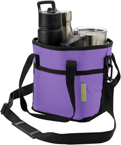 Family Size 4 Compartment Drink Carrier Bag, Cup Carrier Caddy for Hot & Cold Drinks, Portable Cup Holder for Car Travel, Beach, Picnic, Camping & Commute (Pink)