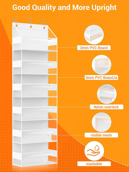 Over Door Hanging Organizer with 6 Shelves, Stuffed Animal Storage - Behind Door Storage for Plush/Bedroom, Nursery, Dorm Room, 1 Pack (Clear white)