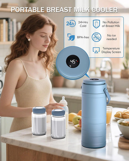 Portable Breast Milk Cooler Bottle with Digital Temp Display