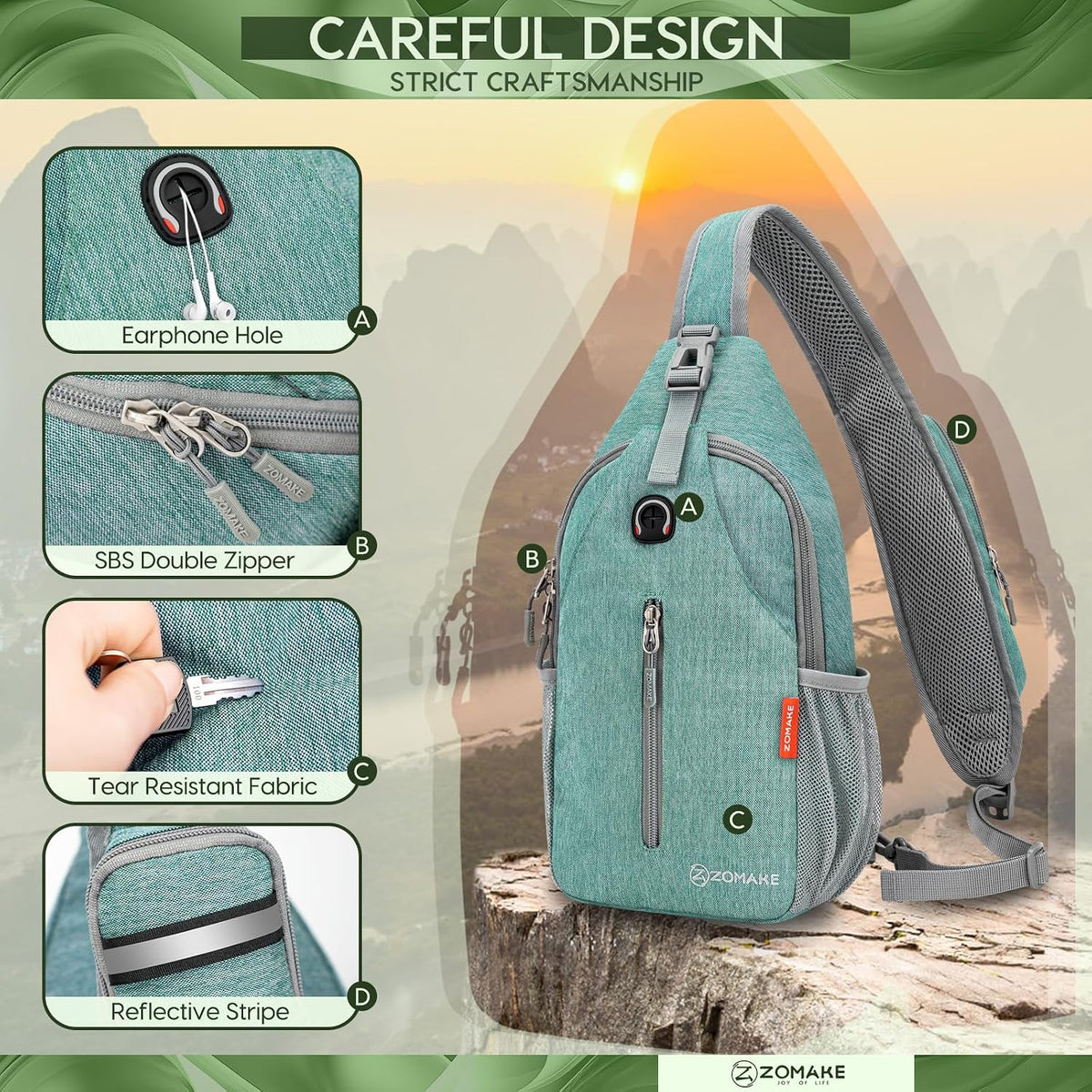 Sling Bag,Small Crossbody Sling Backpack Shoulder Daypack for Travel