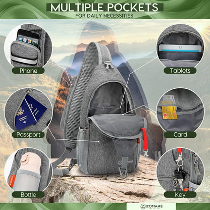 Sling Bag,Small Crossbody Sling Backpack Shoulder Daypack for Travel