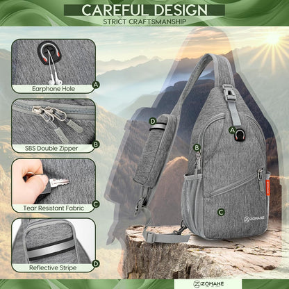 Sling Bag,Small Crossbody Sling Backpack Shoulder Daypack for Travel