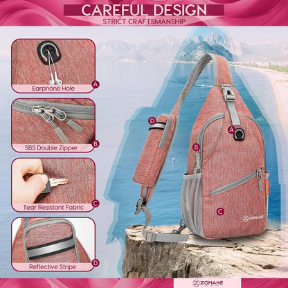 Sling Bag,Small Crossbody Sling Backpack Shoulder Daypack for Travel