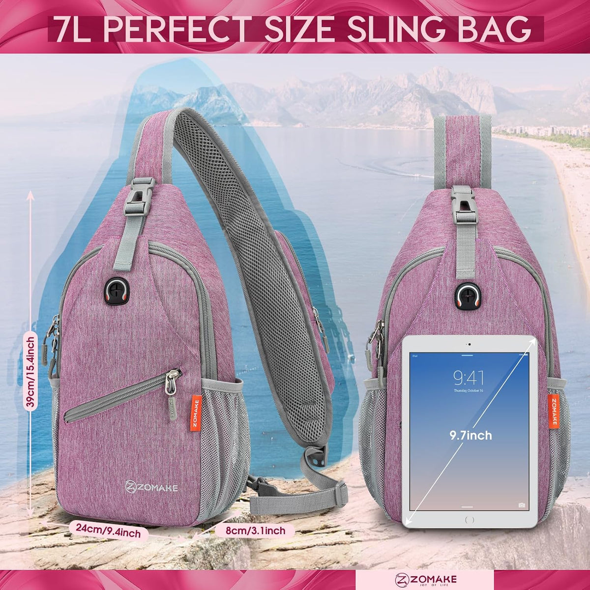 Sling Bag,Small Crossbody Sling Backpack Shoulder Daypack for Travel